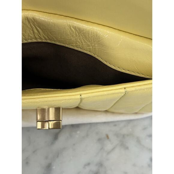 NWT Tory Burch Kira Patent Camera Bag Lemon Yellow 142808 Puffy Crossbody Mini - Picture 8 of 16